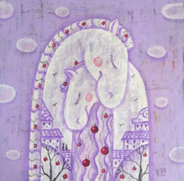 Картина под названием "A tale of love" - Елена Разина, Подлинное произведение искусства, Акрил Установлен на Деревянная рама…