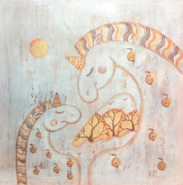 Картина под названием "Tenderness" - Елена Разина, Подлинное произведение искусства, Акрил Установлен на Деревянная рама для…