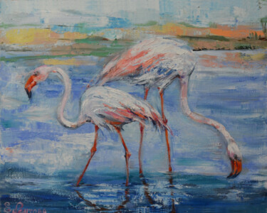 제목이 "Art print "Flamingo…"인 미술작품 Elena Reutova로, 원작, 기름
