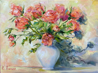 Malerei mit dem Titel "Bouquet of roses. S…" von Elena Reutova, Original-Kunstwerk, Öl Auf Keilrahmen aus Holz montiert