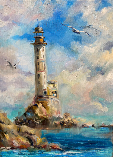 "Lighthouse. Sea. Se…" başlıklı Tablo Elena Reutova tarafından, Orijinal sanat, Petrol