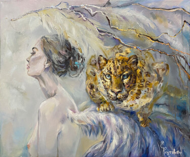 Painting titled "Amulet. A picture o…" by Elena Reutova, Original Artwork, Oil Mounted on Wood Stretcher frame