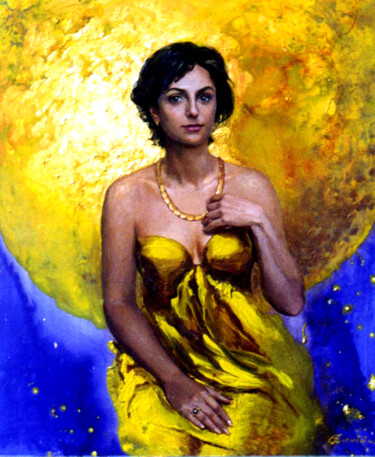 Peinture intitulée "Женский портрет" par Elena Samoilik, Œuvre d'art originale, Huile Monté sur Châssis en bois