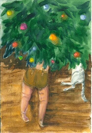 Картина под названием "Подарки" - Елена Семенова, Подлинное произведение искусства, Акварель