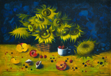 Картина под названием "Sunflowers" - Elena Shichko, Подлинное произведение искусства, Масло