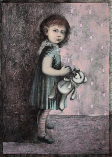 Картина под названием "PORTRAIT OF A GIRL" - Elena Shichko, Подлинное произведение искусства, Акрил