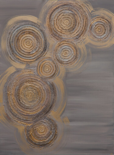 Painting titled "circles of the world" by Elena Sobol, Original Artwork, Acrylic Mounted on Wood Stretcher frame