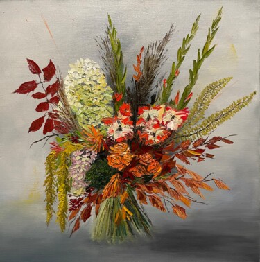 Картина под названием "Bouquet d'automne" - Elena Tretiakova, Подлинное произведение искусства, Масло Установлен на Деревянн…