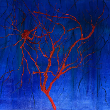 Картина под названием "Abstract ultramarine" - Elena Tretiakova, Подлинное произведение искусства, Масло Установлен на Дерев…