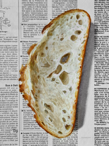 Peinture intitulée "Scheibe Brot" par Elena Tronina, Œuvre d'art originale, Huile