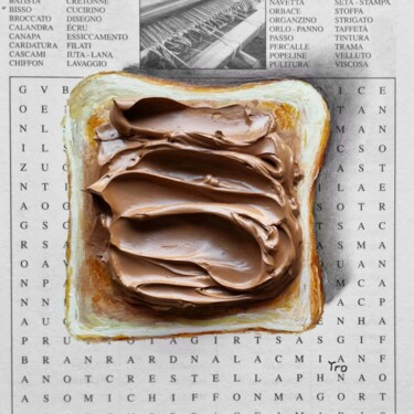 Картина под названием "Schokoladentoast" - Elena Tronina, Подлинное произведение искусства, Масло