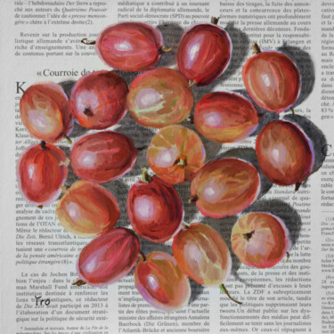 Painting titled "Stachelbeeren" by Elena Tronina, Original Artwork, Oil