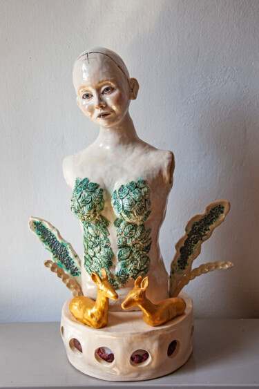 Sculpture titled "A Nymph in the Fore…" by Elena Uljancic, Original Artwork, Ceramics