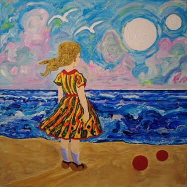 Картина под названием "Girl 02." - Elena Wink, Подлинное произведение искусства, Акрил Установлен на Деревянная рама для нос…