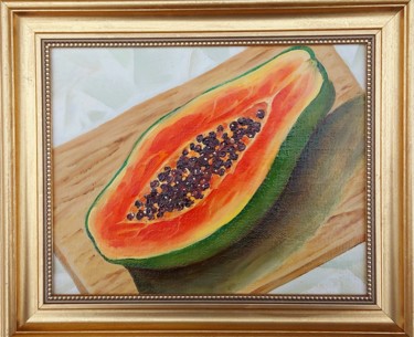 Peinture intitulée "Papaya" par Elena Dobrynina, Œuvre d'art originale, Huile Monté sur Carton