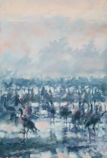 Malerei mit dem Titel "Sunrise. Migrating…" von Elena Genkin, Original-Kunstwerk, Pastell