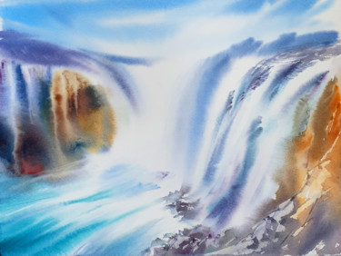Pintura intitulada "When water meets th…" por Elena Genkin, Obras de arte originais, Aquarela