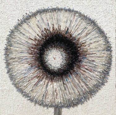 Sculptuur getiteld "Dandelion On White.…" door Elena Kirillova, Origineel Kunstwerk, Mozaïek