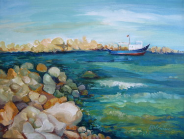 Painting titled "Looking at the sea" by Elena Oleniuc, Original Artwork, Acrylic
