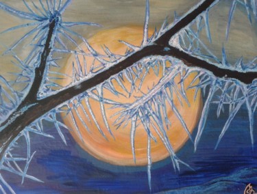 Painting titled "Frosen morning" by Elena Nesytova, Original Artwork, Acrylic