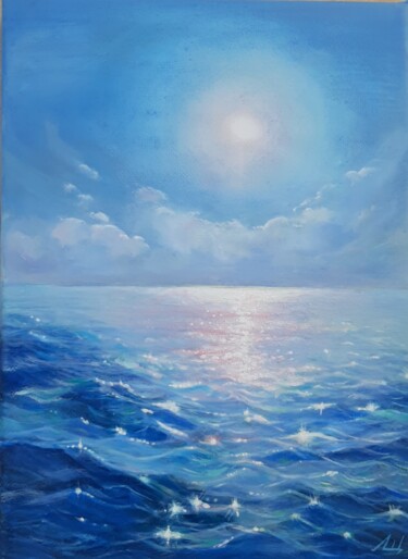 Painting titled "Magic sea" by Elena Shchenina, Original Artwork, Oil