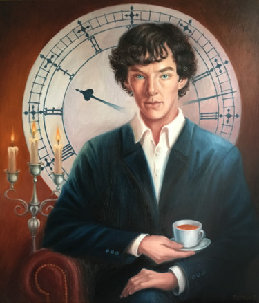 Schilderij getiteld "Портрет Шерлока Хол…" door Elena Petryk, Origineel Kunstwerk, Olie