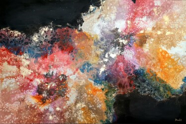 Painting titled "Dark Flora" by Eleni Denart, Original Artwork, Acrylic Mounted on Wood Stretcher frame