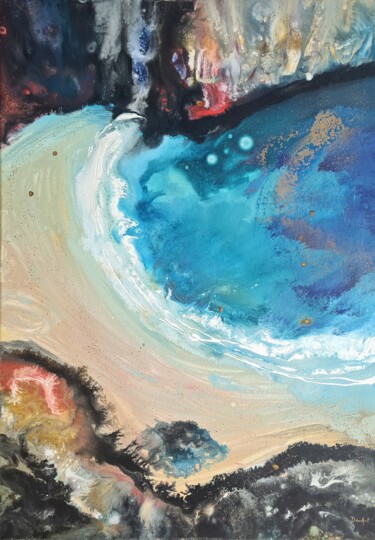 Peinture intitulée "Coast of Andros" par Eleni Denart, Œuvre d'art originale, Acrylique Monté sur Châssis en bois