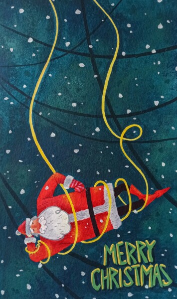 Malarstwo zatytułowany „Santa Claus 2” autorstwa Eleonora Rom, Oryginalna praca, Akryl