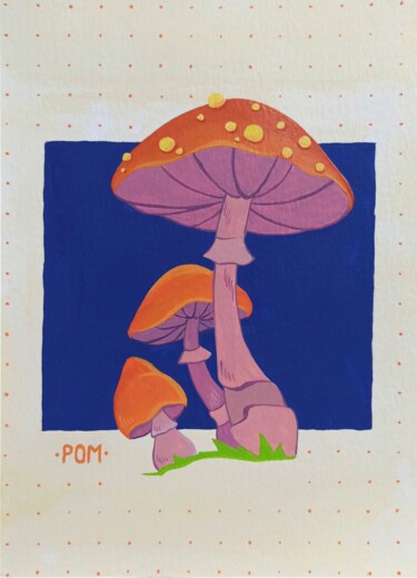 Painting titled "Mushrooms No. 2" by Eleonora Rom, Original Artwork, Acrylic