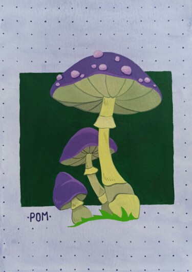 Schilderij getiteld "Mushrooms No. 4" door Eleonora Rom, Origineel Kunstwerk, Acryl