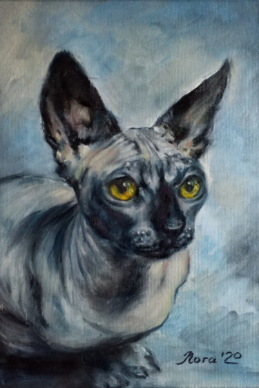 Картина под названием "Sphinx cat portrait…" - Eleonora Taranova, Подлинное произведение искусства, Масло