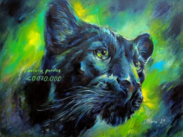 Pintura titulada "Black Panther" por Eleonora Taranova, Obra de arte original, Oleo Montado en Bastidor de camilla de madera