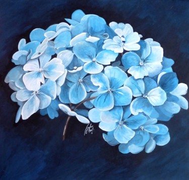 Pintura titulada "Hortensia" por Chafika Feghir, Obra de arte original, Acrílico