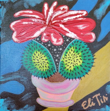 Pintura intitulada "cactus number 3 sma…" por Eli Tin Art, Obras de arte originais, Acrílico