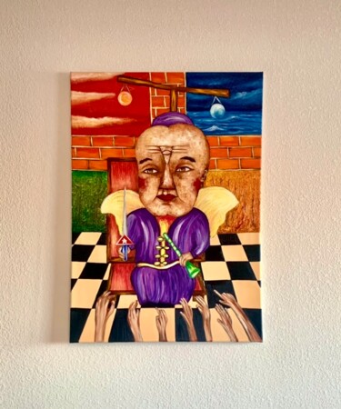 Painting titled "Justicia" by Eliana Sastriques Mojena, Original Artwork, Oil Mounted on Wood Stretcher frame