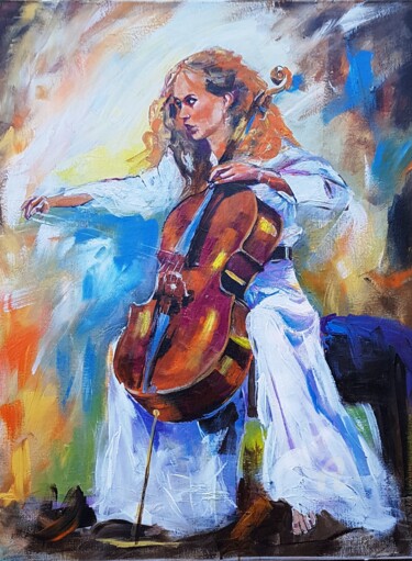 Peinture intitulée "La Musicienne aux p…" par Eliane Cartier, Œuvre d'art originale, Acrylique