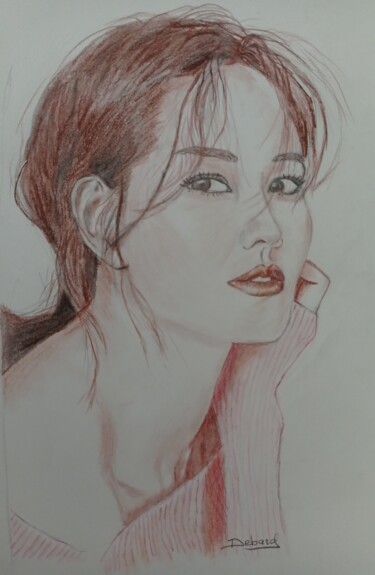 Dessin intitulée "Portrait de femme C…" par Eliane Debard Arnould, Œuvre d'art originale, Crayon