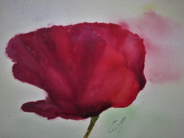 Pittura intitolato "COQUELICOT - aquare…" da Eliane Morvan (CREADELI  "les petits bonheurs d'Eli"), Opera d'arte originale,…