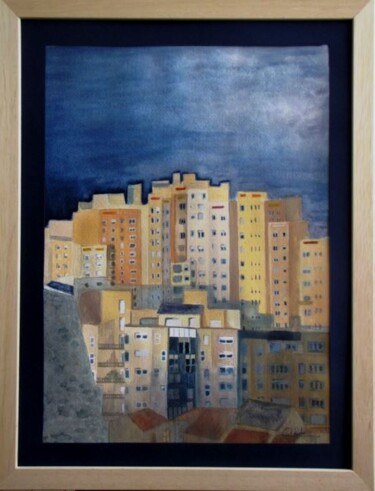 Peinture intitulée "cité de l'Espoir en…" par Eliane Robin, Œuvre d'art originale, Aquarelle Monté sur Verre