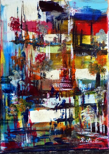 Painting titled "Ecriture urbaine" by Eliette Gaurin, Original Artwork, Acrylic