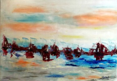 Картина под названием "grande-armada" - Eliette Gaurin, Подлинное произведение искусства, Масло Установлен на Деревянная рам…
