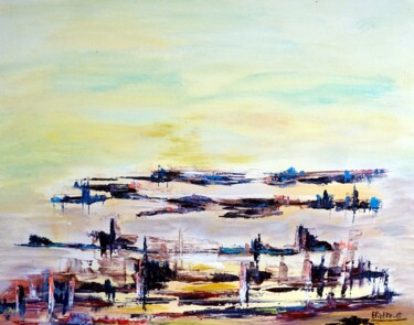 Peinture intitulée "view-of-the-city-ac…" par Eliette Gaurin, Œuvre d'art originale, Acrylique