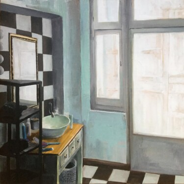 Peinture intitulée "cold bathroom" par Elina Evstig, Œuvre d'art originale, Huile