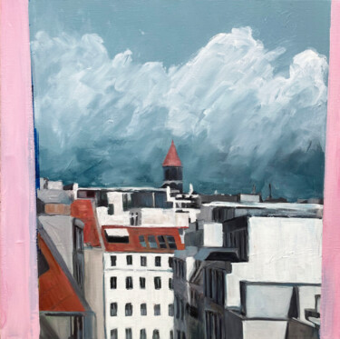 Schilderij getiteld "sweet summer (city…" door Elina Evstig, Origineel Kunstwerk, Olie