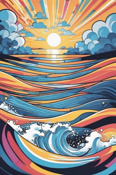 绘画 标题为“Radiant Waves: A Vi…” 由Elina Kharitonova, 原创艺术品, 丙烯 安装在木质担架架上