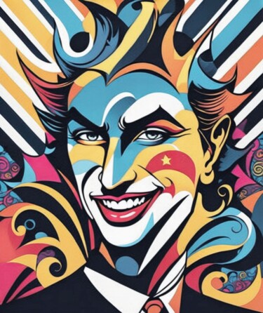 Painting titled "The Grinning Joker" by Elina Kharitonova, Original Artwork, Acrylic Mounted on Wood Stretcher frame