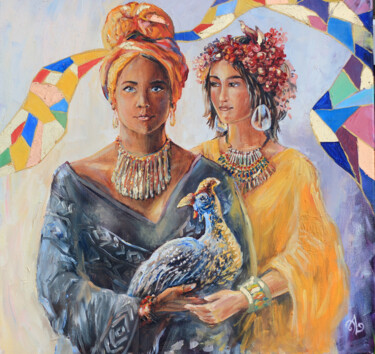 Pintura intitulada "Africa" por Elina Vetrova, Obras de arte originais, Óleo Montado em Armação em madeira