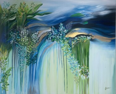 Painting titled "Waterfall" by Elionore Bayram, Original Artwork, Acrylic