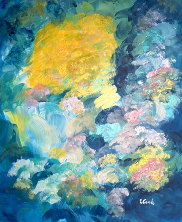 Painting titled "Shimmering Flowers" by Elisa Cook, Original Artwork, Acrylic